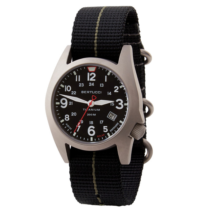 Bertucci A-7T Retrospec Solar Titanium Field Watch with Black Nylon Strap #12900 Bertucci A-7T Retrospec Solar Titanium Field Watch with Black Nylon Strap #12900