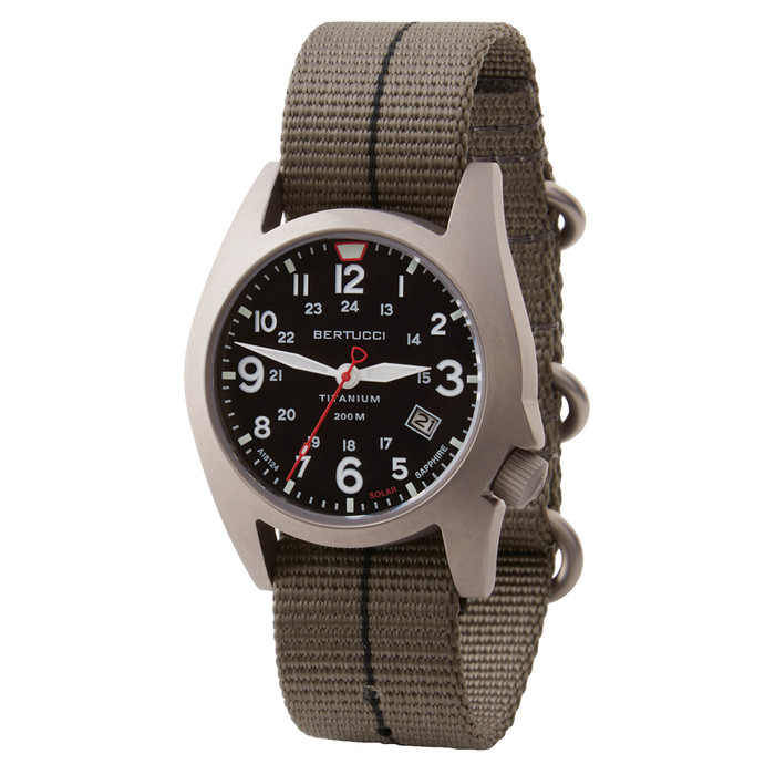 Bertucci A-7T Retrospec Solar Titanium Field Watch with Ghost Grey Nylon Strap #12901 Bertucci A-7T Retrospec Solar Titanium Field Watch with Ghost Grey Nylon Strap #12901