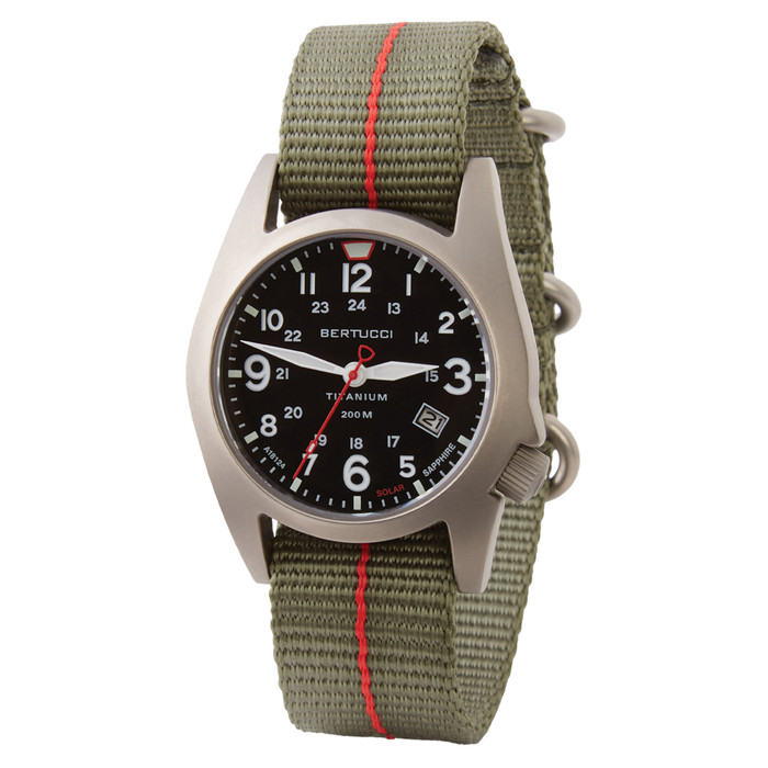 Bertucci A-7T Retrospec Solar Titanium Field Watch with Defender Drab Nylon Strap #12902 Bertucci A-7T Retrospec Solar Titanium Field Watch with Defender Drab Nylon Strap #12902
