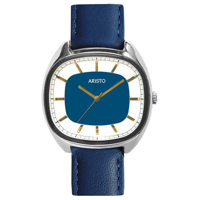 Aristo 36mm Classic Dress Watch with Rectangular Face and Blue Dial #2H22L zoom Aristo 36mm Classic Dress Watch with Rectangular Face and Blue Dial #2H22L zoom