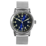 Aristo Blue Dial Flight Watch with Mesh Bracelet and a Sapphire Crystal #4H251-M zoom Aristo Blue Dial Flight Watch with Mesh Bracelet and a Sapphire Crystal #4H251-M zoom