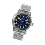 Aristo Blue Dial Flight Watch with Mesh Bracelet and a Sapphire Crystal #4H251-M tilt Aristo Blue Dial Flight Watch with Mesh Bracelet and a Sapphire Crystal #4H251-M tilt