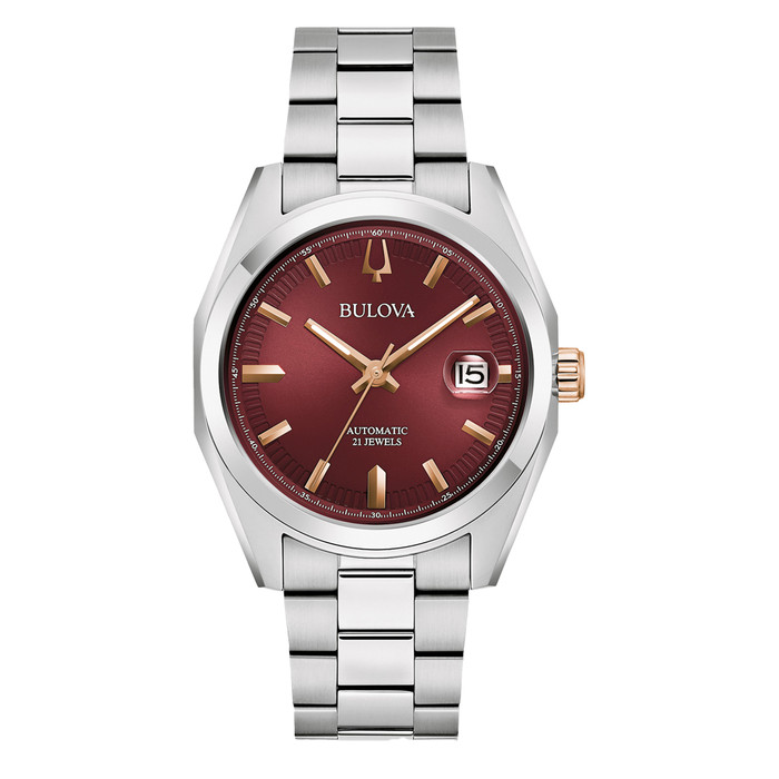 Bulova Surveyor Automatic Watch with Sunburst Maroon Dial #98B422 Bulova Surveyor Automatic Watch with Sunburst Maroon Dial #98B422