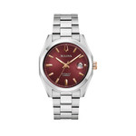 Bulova Surveyor Automatic Watch with Sunburst Maroon Dial #98B422 Bulova Surveyor Automatic Watch with Sunburst Maroon Dial #98B422
