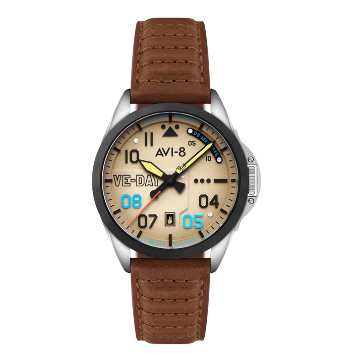 AVI-8 P-51 Mustang Patriot VE-Day 80th LE Victory Cream Watch #AV-4082-04 AVI-8 P-51 Mustang Patriot VE-Day 80th LE Victory Cream Watch #AV-4082-04
