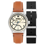AVI-8 McKellar Dual Time Watch with Ivory Dial #AV-4101-0C AVI-8 McKellar Dual Time Watch with Ivory Dial #AV-4101-0C