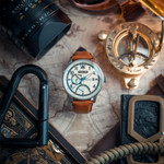 AVI-8 McKellar Dual Time Watch with Ivory Dial #AV-4101-0C AVI-8 McKellar Dual Time Watch with Ivory Dial #AV-4101-0C