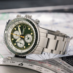 Islander Calverton Flight Chronograph Alarm Watch with Green Dial #ISL-285 Islander Calverton Flight Chronograph Alarm Watch with Green Dial #ISL-285