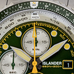 Islander Calverton Flight Chronograph Alarm Watch with Green Dial #ISL-285 Islander Calverton Flight Chronograph Alarm Watch with Green Dial #ISL-285