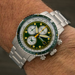 Islander Calverton Flight Chronograph Alarm Watch with Green Dial #ISL-285 Islander Calverton Flight Chronograph Alarm Watch with Green Dial #ISL-285